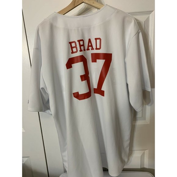 Team Apparel Rentwerx Baseball Jersey White Blue Red Sz 2XL Brad No 37 - Picture 4 of 5